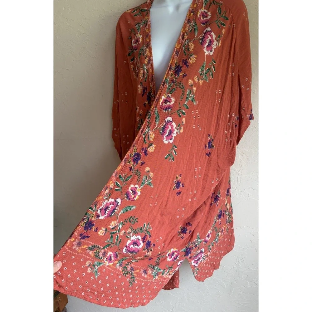 Angie Kimono Top S Oversized Boho Festival Fairy Grunge Cover Up Floral Beach